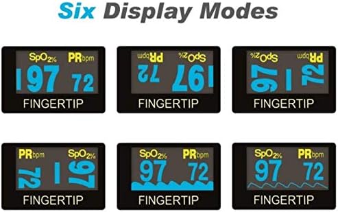 Concord Fingertip Deluxe OLED Pulse Oximeter with 6 way Reversible Display - Blood Oxygen Saturation Monitor with Carrying Case, Batteries and Lanyard - Easy to Use, Accurate SpO2 (Black Ox)