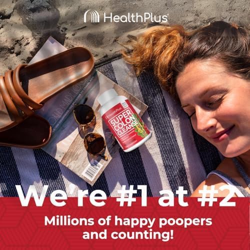 Health Plus Super Colon Cleanse 120 Day Supply of Gentle Gut Cleanse Detox, Psyllium Husk, Probiotics for Constipation Relief & Digestive Support, 480 Capsules