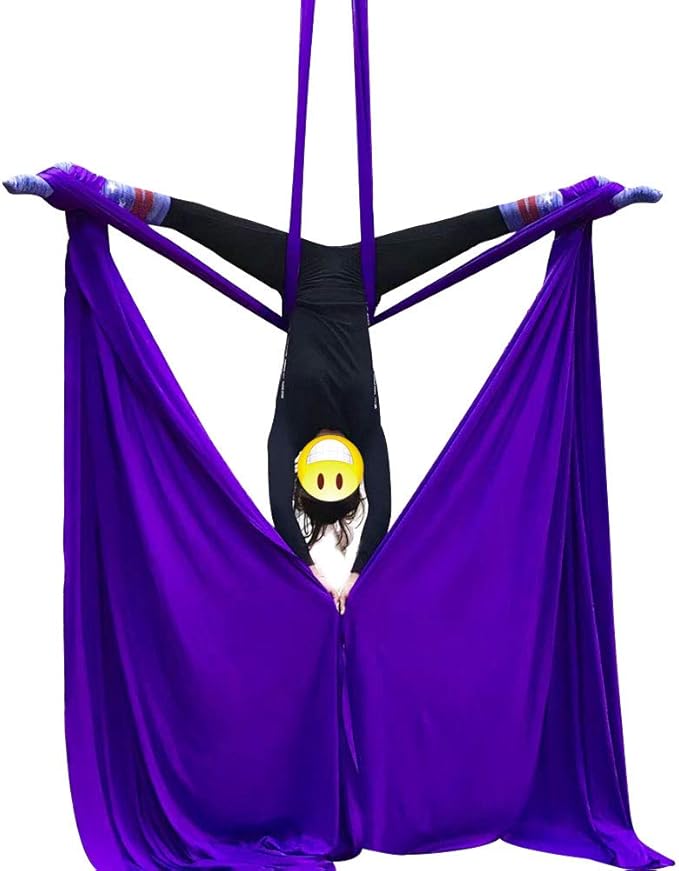 DASKING Aerial Silks Starter Kit - Durable 11Yards of Aerial Yoga Hammock with Hardware, Aerial Swing for Acrobatic Flying Yoga & All Levels (Aerial Rigging Point Up to 14ft)