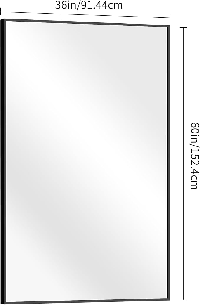 Bathroom Mirror,60x36 inch Large Wall Mirror for Bathroom Wall Mounted Black Rectangle Mirrors,Black Bathroom Mirror for Living Room,Farmhouse,Bedroom Entryway,Horizontal/Vertical