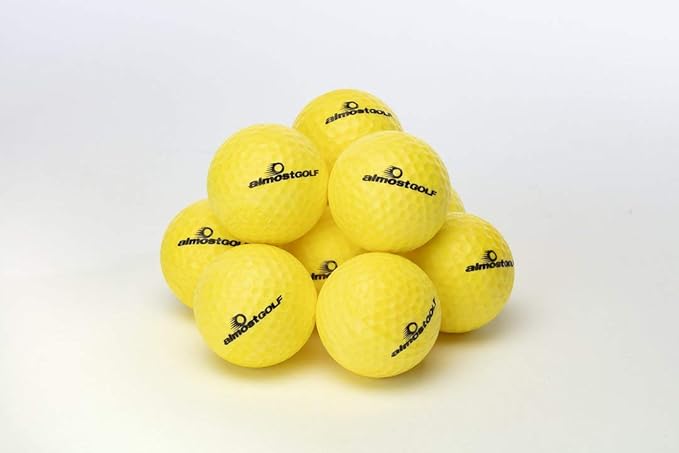 AG AlmostGolf Balls - Limited Flight Practice Golf Balls - (24 Pack) - Almost Golf Balls Foam Golf Training Aids for Indoor Or Yard Practice - Includes 24 AlmostGolf Balls with 5 Liberty Tees
