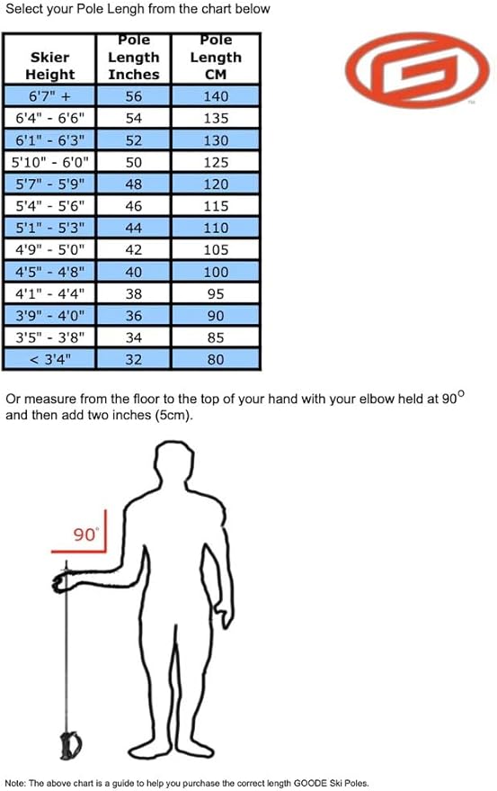 GOODE G-Max Summit Ski Poles – Lightweight & Durable Carbon Composite Downhill Ski Poles for Men & Women – Ergonomic Grip & Shock Absorbing Design – Pair