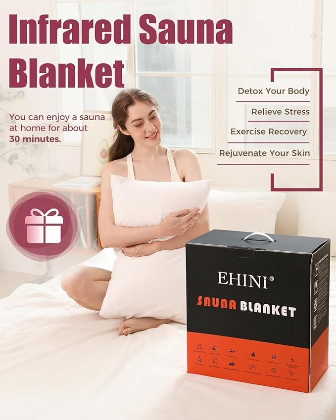 Infrared Sauna Blanket - Portable Far Infrared Sauna for Home Relaxation - PU Sauna Blanket - Infrared Blanket Sauna with 77–176 °F Temp Range(Pure Black)