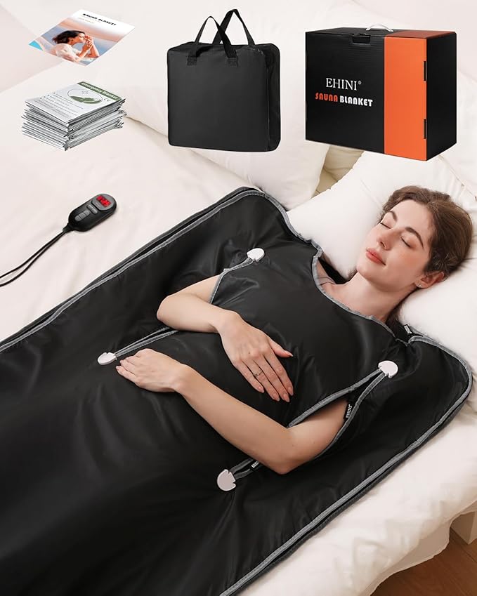Infrared Sauna Blanket-Sauna Blanket for Home Use, Portable Design for Relaxation and Detoxification Highest 176℉, 20-60 Minutes Timer, 6 ft x 2.65 ft(Pitch-Black)
