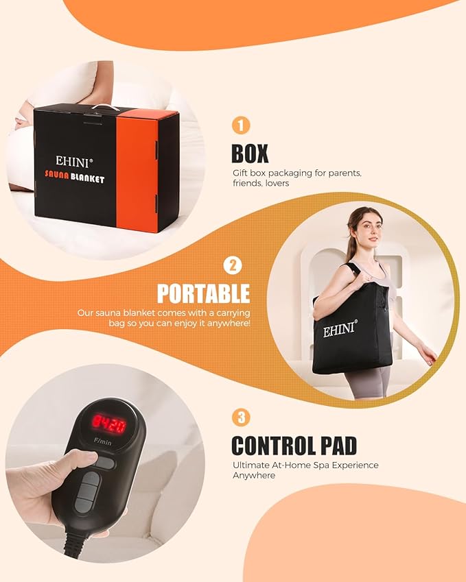 Infrared Sauna Blanket-Sauna Blanket for Home Use, Portable Design for Relaxation and Detoxification Highest 176℉, 20-60 Minutes Timer, 6 ft x 2.65 ft(Pitch-Black)