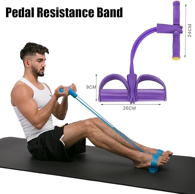 21 Fitness Resistance Bands - 4 Tube Pedal Ankle Puller, Yoga Handle Bands Exerciser Multifunction Trainer Tension Rope for Body, Abdomen, Waist, Arm, Tummy Exercise Stretching Training ( Color : Yell
