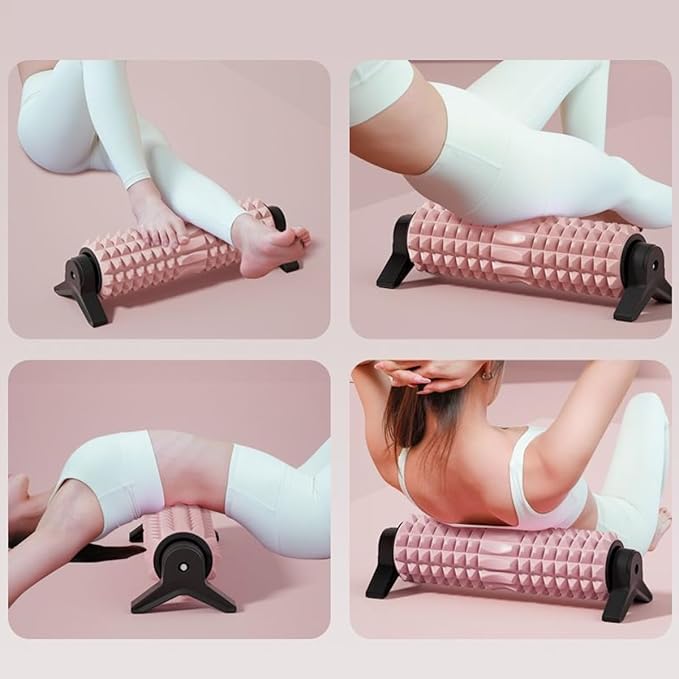 New Upgrade Bracket Foam Roller, 21 Inch Firm Deep Tissue Muscle Massager for Back Leg Pain & Sore Muscles (Pink)