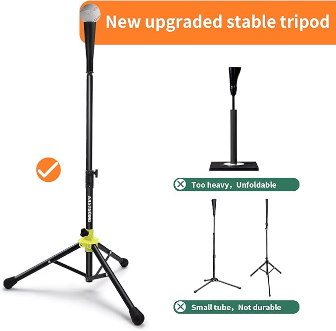 Eastgoing Heavy Duty Baseball and Softball Portable Travel Batting Tee.Adjustable Height|Portable|Collapsible. Baseball Hitting Tee for Any Age Player Practice