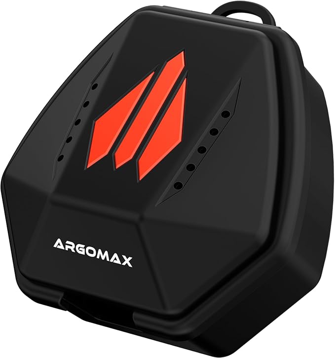 ARGOMAX Sports Lip Guard Case with Clip, Specializing Storage of Mouthguards with Lip Protection. Compatible with Various Brands of Football Lip Guard, Black+Orange.