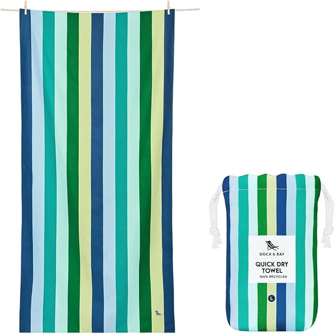 Dock & Bay Beach Towel - Quick Dry, Sand Free - Compact, Lightweight - 100% Recycled - Includes Bag - Rainbow Shores - Set of 4 - Extra Large (200x90cm, 78x35)