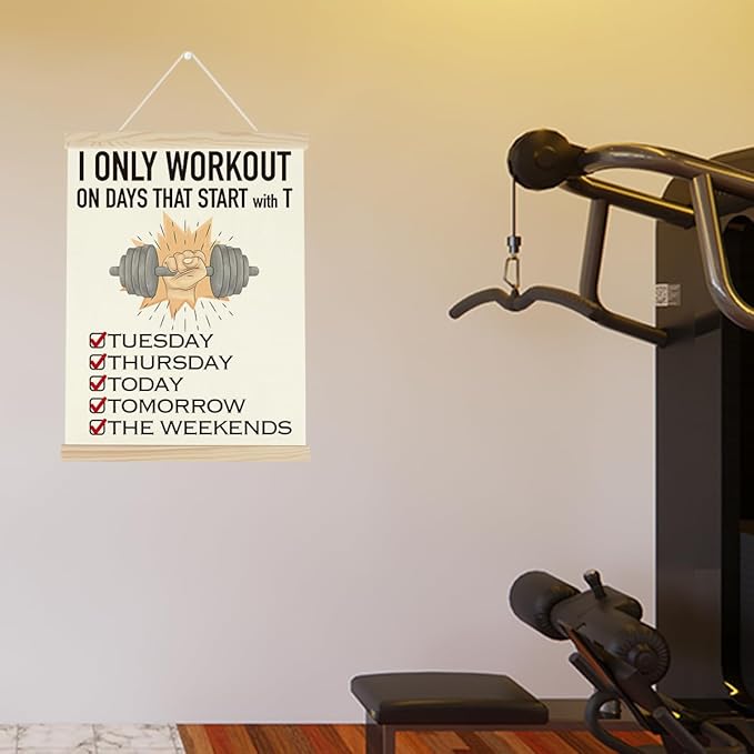 Gym Motivational Posters Funny College Dorm Posters Gifts for Guys Girls Friends I Only Workout on Days That Start with T Gym Flag Wall Art Decor Sign for Home Gym Bedroom Office