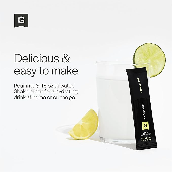 Gainful Hydration Powder Packets, Caffeine Free with Key Electrolytes Magnesium and Sodium, Energy Support, Low Sugar, Lemon Lime, 21 Sticks