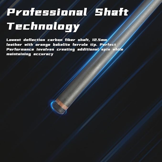 CROWN ME Carbon Fiber Pool Cue Stick, 12.5mm Tip Soft Grip Billiard Carbon Fiber cue, Weight 20OZ Cue Stick, 58" Pool Table Sticks