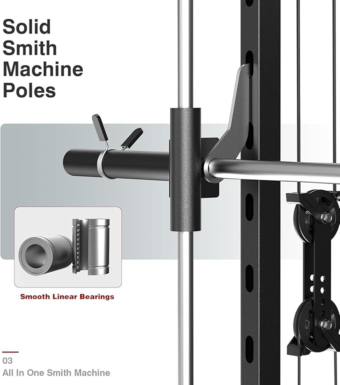 DONOW Smith Machine with Weight Stacks Power Cage Squat Rack Dual Cable Crossover Machine Home Gym Systems Station LAT Pull Down