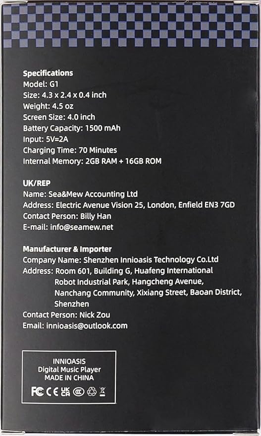 innioasis 80GB MP3 Player with Bluetooth and WiFi, MP3 Player for Kids with Spotify, Spotify Kids, Pandora, Audible, 4.0" Touch Screen Music Player with Parental Controls, Up to 1TB (White+ Green)