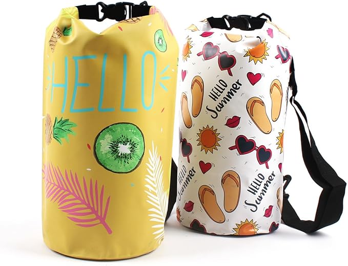 Dry Bag Waterproof,10L Roll Top Backpack Floating Dry Bag for Kayaking Boating Swimming Hiking Camping Outdoor Activities,Yellow Pineapple