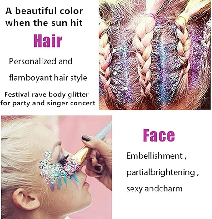 Go Ho Rose Purple Face Body Glitter Gel,Mardi Gras Purple Face Paint Makeup,Holographic Chunky Sequins Glitters for Eye Lip Hair Nails,Festival Rave Accessories,52g