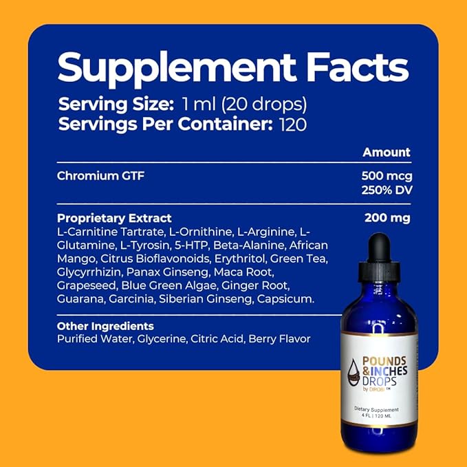 Dirobi Pounds and Inches Weight Management Drops, Liquid Supplement for Women and Men, Diet-Pill Alternative with Delicious Blueberry Flavor