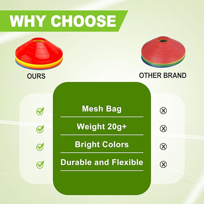 Ashsajkd(Set of 25/50/100 - Agility Soccer Cones with Carry Bag and for , Football Cones for TrainingFootball, Basketball, Coaching, Agility Cones for Indoor and Outdoor Games