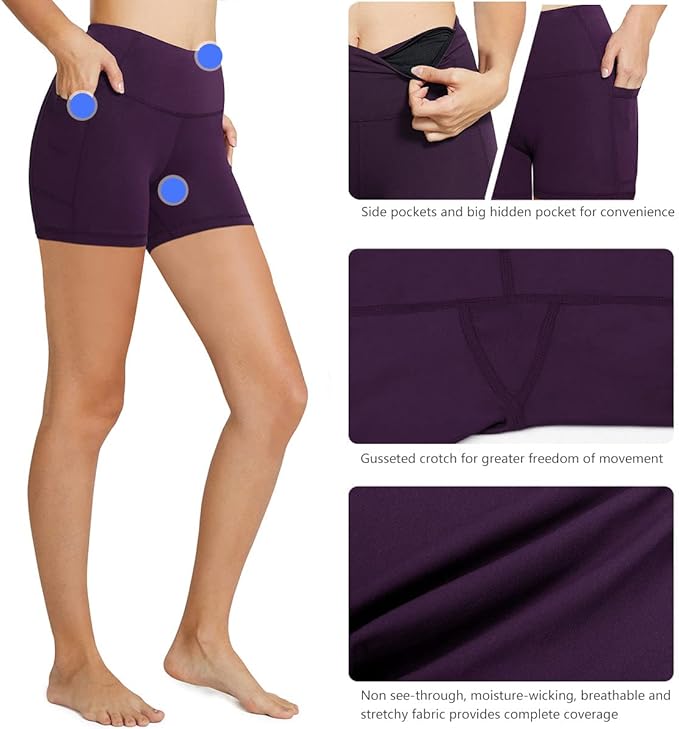 baleaf Women's 8"/ 5"/ 3" Biker Shorts High Waist Yoga Workout Gym Running Volleyball Spandex Shorts with Pockets