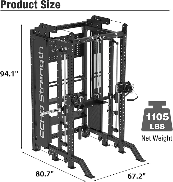 Commercial Cable Crossover Exercise Machine All in One Functional Trainer Cable Machine with 400LBS Weight Stacks Power Cage Squat Rack with Pulley System Compact Functional Trainer for Home Gyms