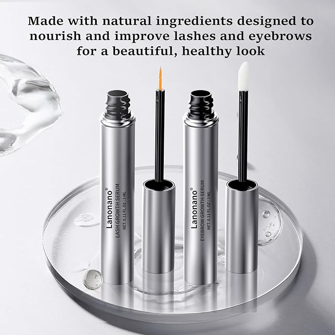 Eyelash and Eyebrow Serum Set for Thicker, Longer, Fuller Lashes and Brows, Vegan & Cruelty-Free, 0.2 Fl Oz(6ml)