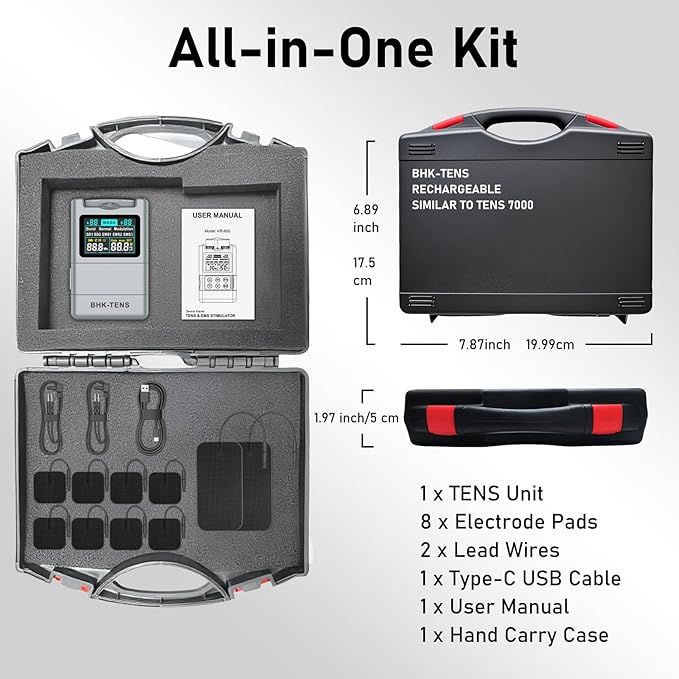 DIY Pluse TENS EMS Unit Muscle Stimulator for Back Pain Relief, Rechargeable TENS Unit Machine with 8 Modes & 8 Electrode Pads. Electric TENS Massager for Chronic Pain, Muscle Relaxation, Home Use