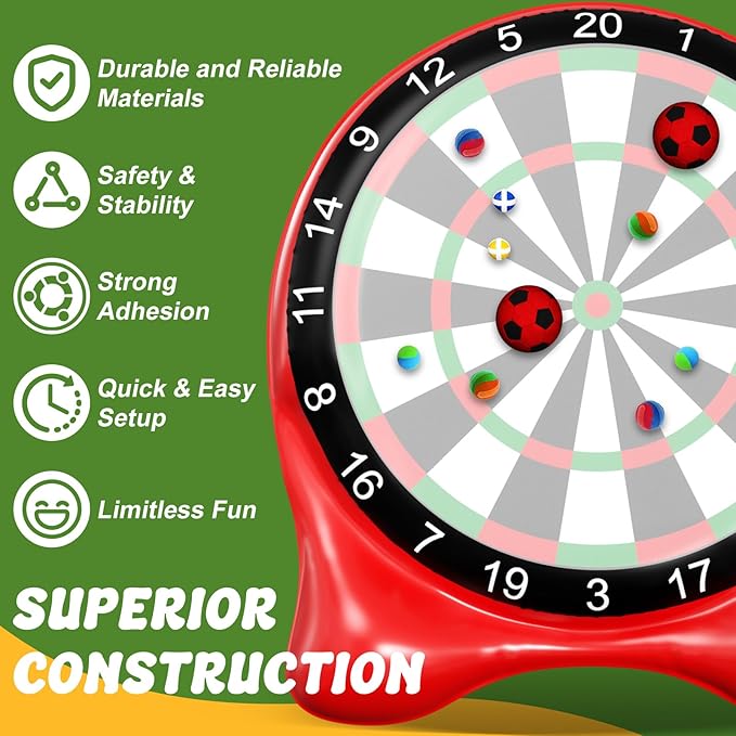Inflatable Soccer Dart Board, Giant Kick Darts,Indoor Outdoor Lawn Yard Games for Kids Adults Family, Big Jumbo Carnival Games for Party | 6ft Dart Boards with Pump Accessories