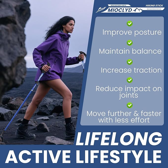 Collapsible Hiking Poles, 7075 Aluminum Trekking Poles, 2pc Lightweight Folding Adjustable for Men & Women, Walking Sticks for Hiking, Camping, Backpacking