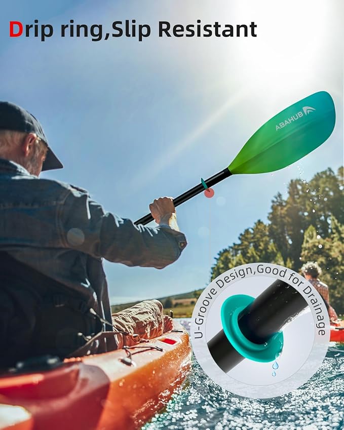 Abahub Adjustable Kayak Paddle 210-230 cm/ 230-250 cm Floating Kayaking Oars Boating Oars Canoeing Oars Black