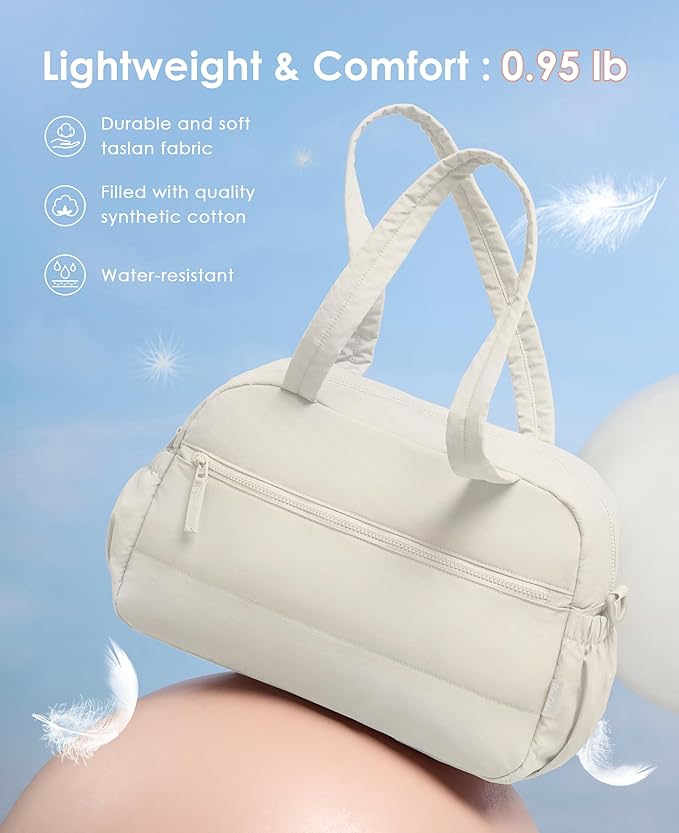 Gym Bag for Women, Travel Duffle Bags with Wet Pocket, Lightweight Carry on Bag Overnight Weekender Duffel Bag, Water Resistant (Beige)