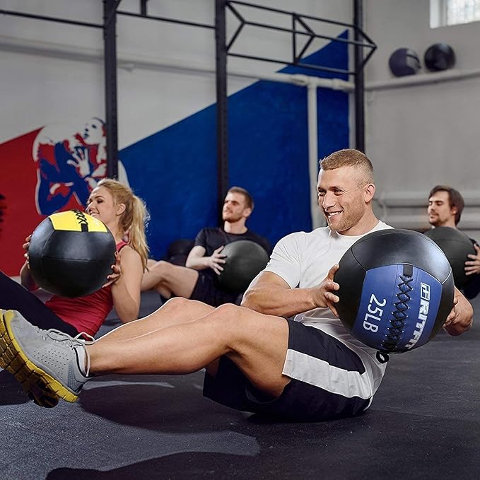 RitFit Medicine Ball / weight ball / Soft Medicine Ball / Wall Medicine Ball / Soft Wall Ball / Wall Ball set/ Medicine Balls for Exercise and Conditioning Workouts, Fitness Gym Equipment for Core Training and Cross Training (5/10/15/20/25/30 lbs)