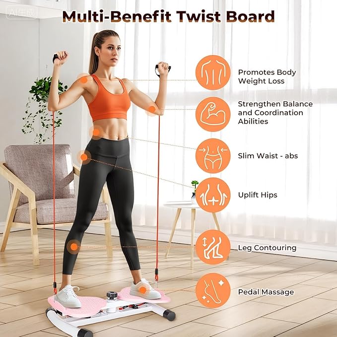 Ab Twister Board,300 lbs Capacity,Slim Waist and Core Ab Exercise,Foot Massage Design,Noiseless Home Gym Exercise
