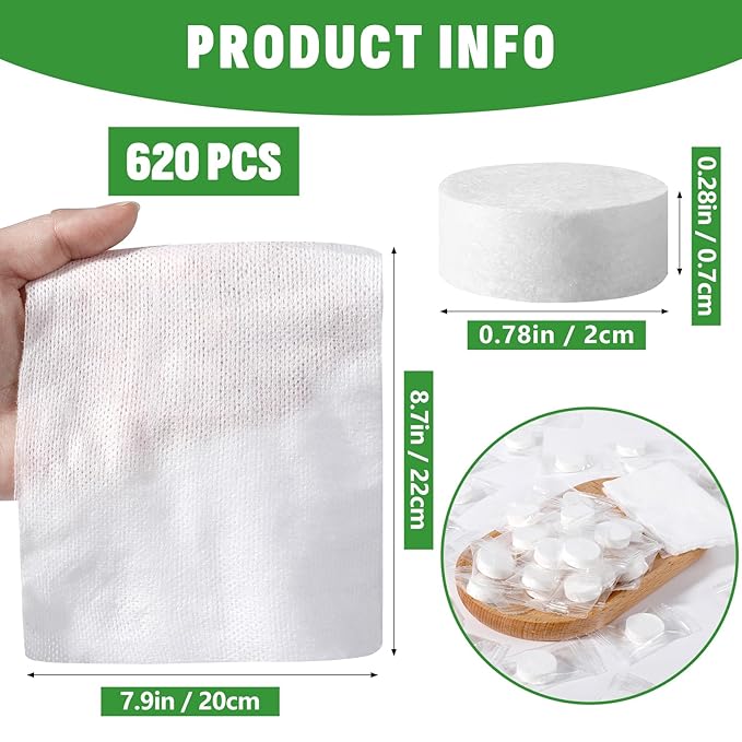 620 Pcs Compressed Towel, Mini Compressed Towel Tablets, Disposable Compressed Face Towels, Camping Towel, Portable Bulk Compressed Coin Tissues for Home, Travel, Outdoor Sports