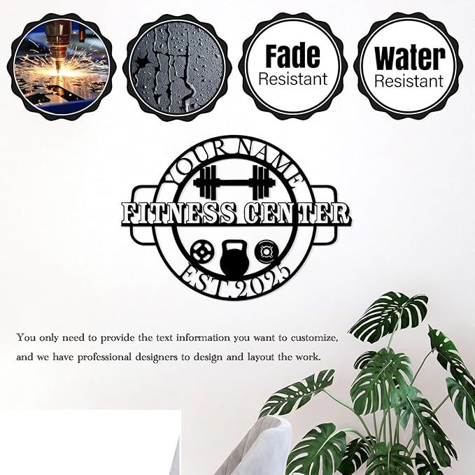 Customized Metal Gym Name Sign, Personalized Sports Room Wall Art,Metal Gym Sign,Unique Fitness Wall Sign, Gym Lovers Unique Gift, Gym Wall Art,Training Center Sign (Style-12)