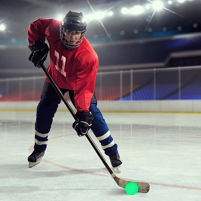 Elcoho Ice Hockey Puck, Glow in The Dark Party Pucks, Green Floor Puck Bulk with Drawstring Bag for Youth Adults Outdoor Indoor Sports Games Practicing & Training