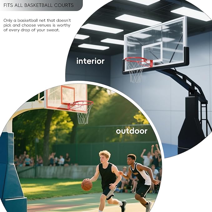 Basketball Net, Stainless Steel Braided Chain Heavy Duty, Standard Basketball Net (12 Links), Quick Installation. Suitable for Indoor and Outdoor Climates