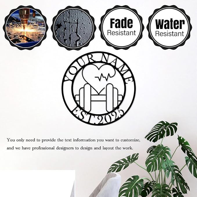 Customized Metal Gym Name Sign, Personalized Sports Room Wall Art,Metal Gym Sign,Unique Fitness Wall Sign, Gym Lovers Unique Gift, Gym Wall Art,Training Center Sign (Style-11)