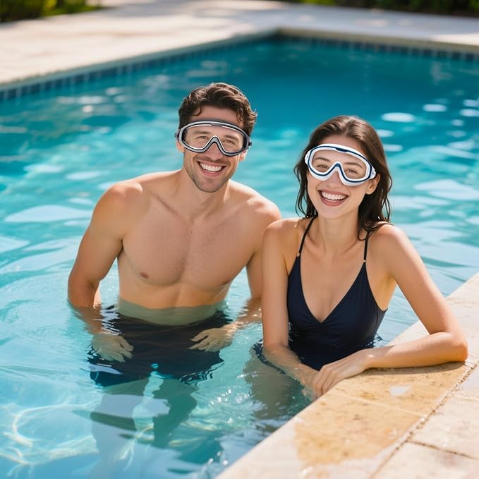 Adult Swimming Goggles,Leak-Proof,Anti-Fog Pool Glasses,Wide View Swim Goggles with Ear Plugs and Nose Clip