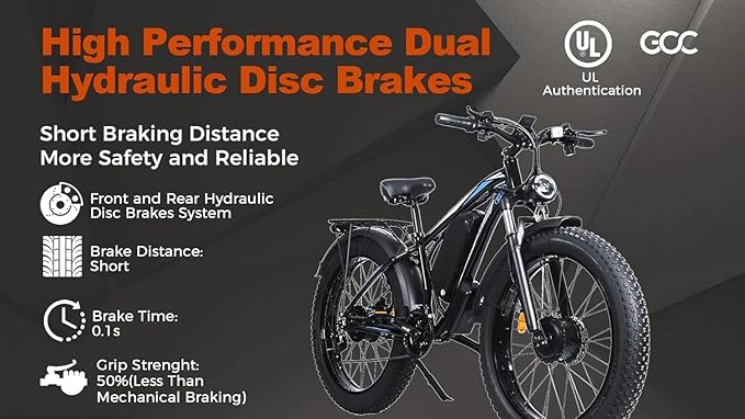 Electric Bike for Adults,39MPH/36MPH-100 Miles/90 Miles(3000W/2000W) Electric Bicycle with 52V/48V/23Ah Battery, 26''Fat Tire Fast E-Bike