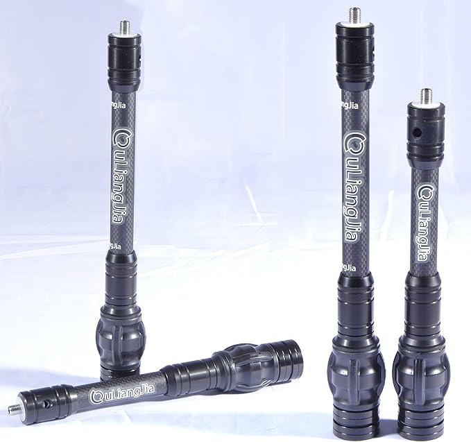 AMEYXGS Bow Stabilizer for Compound Bow, 6" 8" 10" 12" Rod Balance Bar with Damping System and Weights Shock Absorber for Compound Bow Archery Accessory