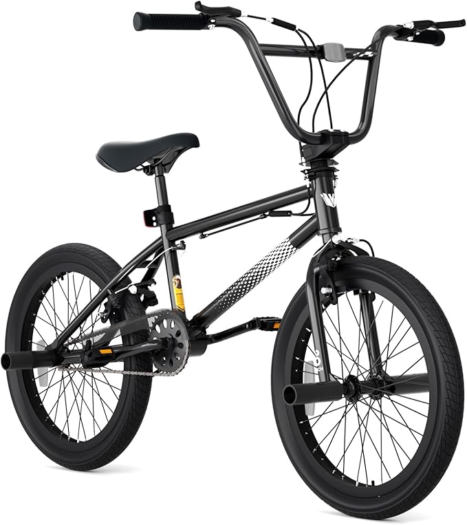 67i Boys BMX Bike 18/20 Inch Ages 8-12 Kids Bicycle with Front Rear U Brake Adjustable Seat Iron Fork 2.09" Wide Tires