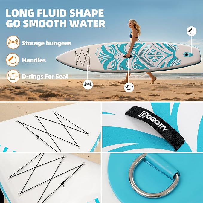 Inflatable Paddle Board,Stand Up Paddle Board Set, Extra Wide SUP Board with Removable Fin, Floating Paddle, Hand Pump, Waterproof Phone Pouch,Traveling Board
