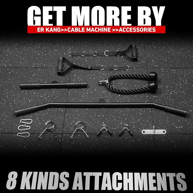 ER KANG Wall Mount Cable Station, Cable Crossover Machine with 18 Positions Dual Pulley System for Home Gym Fitness Equipment