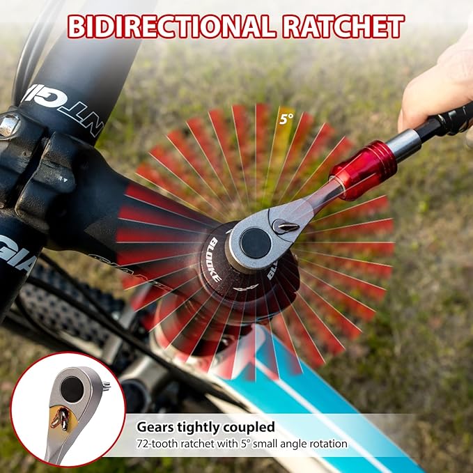 EMERK Bike Repair Tool Kit – Bicycle Multi-Tool Kit with Mini Pump, Ratchet Reversible Tool &10 Tool Bits, Tire Levers, and Portable Bag for Camping and Travel