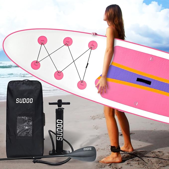 Inflatable Stand Up Paddle Board 10‘x30‘‘- Ultra-Light SUP with Backpack, Pump, Paddle, Coil Leash, 3 Fins, Repair Kit, Stable Design, Non-Slip EVA Deck for Adults & Youth