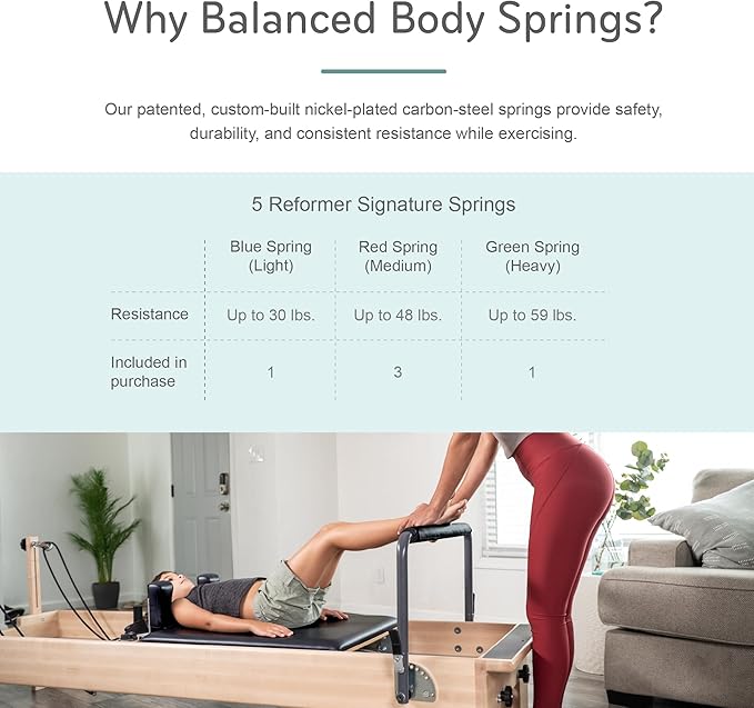 Balanced Body Studio Pilates Reformer with Sitting Exercise Box, Pilates Machine for Studio or at-Home Gym Equipment, Exercise Equipment for Fitness and Well-Being
