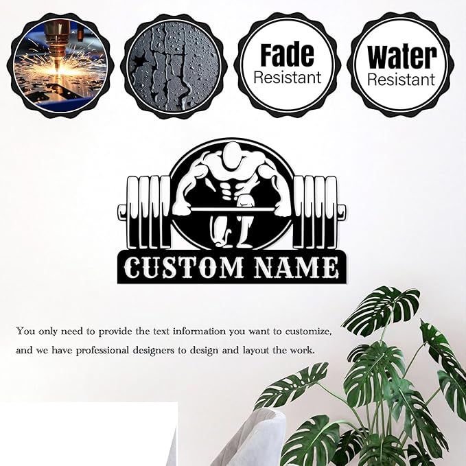 Customized Metal Gym Name Sign, Personalized Sports Room Wall Art,Metal Gym Sign,Unique Fitness Wall Sign, Gym Lovers Unique Gift, Gym Wall Art,Training Center Sign (Style-14)