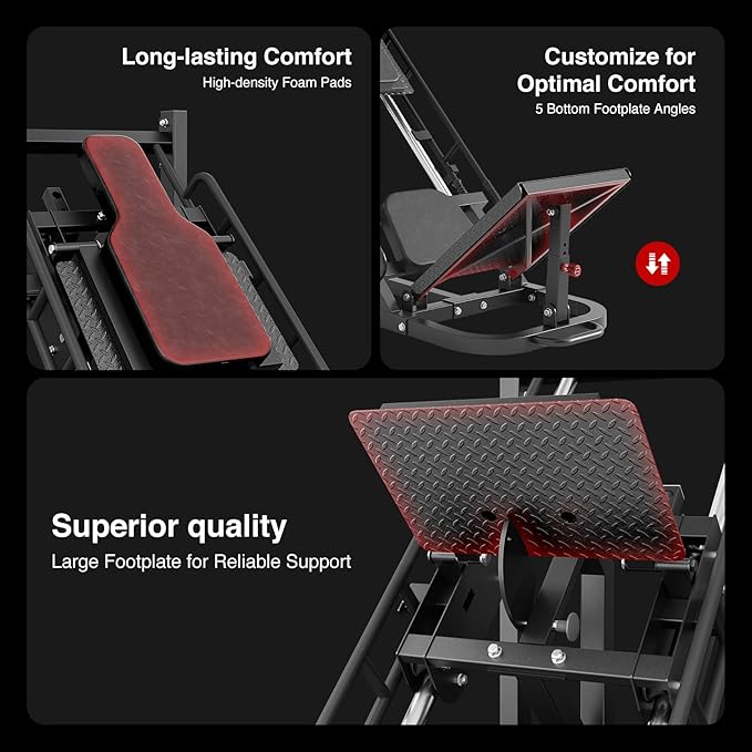 Dripex Leg Press Machine, Leg Press Machines for Home Gym, Professional Leg Press Hack Squat Machine Combo with 4 Weight Plate Storage Holders for Full Lower Body Workout