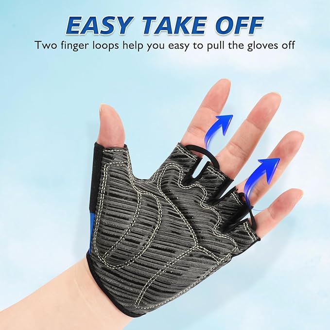 Cycling Gloves with Shock-Absorbing Pad, Extra Grip, Flexible Fit, Light Weight, Breathable for Men and Women Mountain Biking